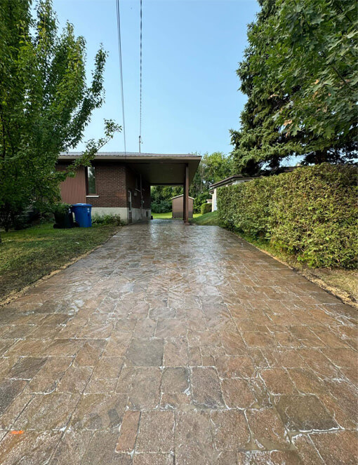 Residential stamped concrete driveway